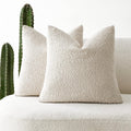 Pack of 2 Textured Boucle Throw Pillow Covers Accent Solid Pillow Cases Cozy Soft Decorative Couch Cushion Case for Chair Sofa Bedroom Living Room Home Decor, 18 x 18 Inch,Neutral Ivory